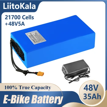 LiitoKala 48V 35ah 21700 13S7P אופניים חשמליים סוללה 48V 35AH 1500W סוללת ליתיום מובנית 30A BMS אופניים חשמליים מנוע