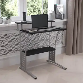 מחשב מודרני שולחנות מחשב פשוטה התחתונה שולחן נייד עם מדף אחסון מדפים שולחן העבודה במשרד שולחנות כתיבה