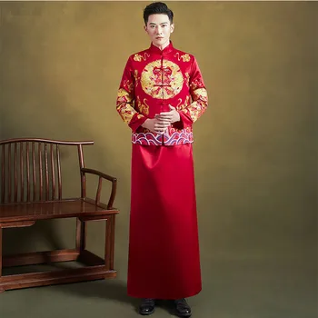 בגדי גברים קלאסי וינטאג ' באיכות גבוהה סיני מסורתי גברים שמלת החתונה מעודן אירועים מסוגנן, אלגנטי הכלה