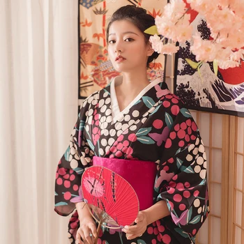 יפן בסגנון המסורתי של נשים קימונו וינטג ' סתיו/אביב שמלה רשמית יאקאטה צילום ללבוש תחפושות קוספליי