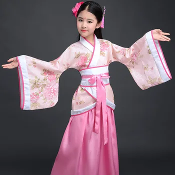 משי סיני החלוק תחפושות בנות ילדים קימונו סין המסורתית בציר אתני אוהד תלמידים פזמון ריקוד תלבושת Hanfu