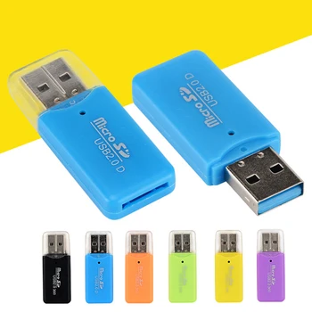 1pc נייד Mini Card Reader, פלסטיק צבעוניים מקרה, מתאים TF מיקרו SD, USB 2.0 צבעים אקראיים