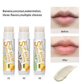 מסנן קרינה לשפתיים-SPF 30 UVA הגנה על השפתיים שפתון לחות טיפול השמש קוקוס בננה אבטיח חסר צבע טעם F2K6