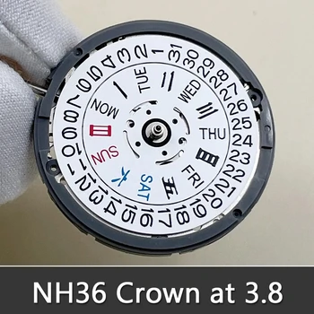 הכתר ב-3.8 מכאניים לצפות תנועה NH36 לבן Datewheel 24 תכשיטים שעון סייקו חלקים אביזרים טפש שעון אדם