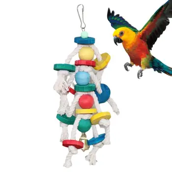ציפור צעצועים צבעוניים עץ טבעי הכלוב של התוכי נושך צעצועים ליקוט לעיסה גדולים הכלוב של התוכי נושך קורע צעצועים ציפור אביזר