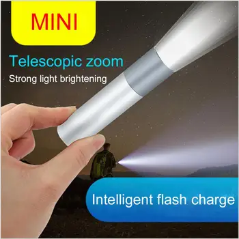 מיני נייד פנס נטענת USB LED 5W טלסקופי פנס עמיד במים חזק לפיד מנורות חיצונית לעבוד תאורה