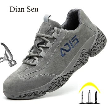 Diansen בלתי ניתן להריסה בוהן פלדה נעלי בטיחות אנטי-לרסק אנטי-דקירה בנייה נעלי עבודה לגברים קל משקל מגן, מגפיים