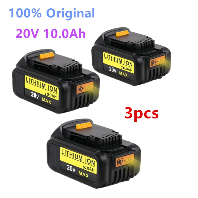 3PCS חדש 100% מקורי 10000mAh 20V על דיוולט כלי חשמלי סוללה DCB206 20V 10.0 אה סוללה DCB206 סוללה 20V DCB205 DCB204-2 . ' - ' . 0