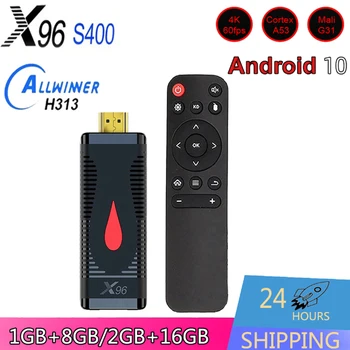 X96 S400 חכם הטלוויזיה אנדרואיד תיבת הטלוויזיה מקל Allwinner H313 4K 100M LAN Android10.0 2.4 G WiFi Media Player מיני מקל טלוויזיה HDMI X96S400