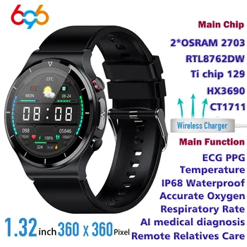 א PPG מוניטור, לחץ דם, טמפרטורת גוף שעון חכם טעינה אלחוטית IP68, עמיד למים אי אבחון רפואי Smartwatch