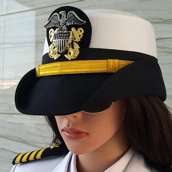 חיל-הים האמריקאי כובעי נקבה היאכטה כובע נשר תג לבן כובעי טייס צבאי בחיל הנחתים מלח קפטן כובעים לנשים