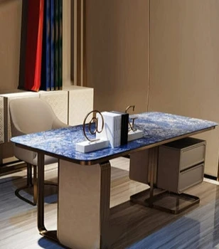 מודרני homeic שולחן כתיבה פשוטה רוק המשרד שולחן אור יוקרה מודרני אבן השיש הכחול שולחן מנהלים שולחן