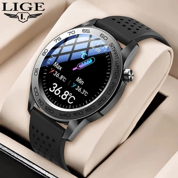LIGE 2022 החדש, שעון חכם גברים מדחום מלא מסך מגע Smartwatch ספורט כושר גשש שעונים עמיד למים עבור אנדרואיד iOS
