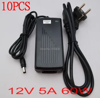 איכות גבוהה 10PCS 12V 5A 60W Led Power Adapter ארה 