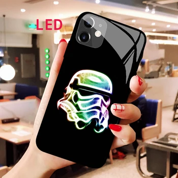 מלחמת הכוכבים סער זוהר זכוכית מחוסמת הטלפון מקרה עבור iphone של אפל 12 11 Pro מקס XS מיני להגן תאורת LED אחורית חדשה חיפוי