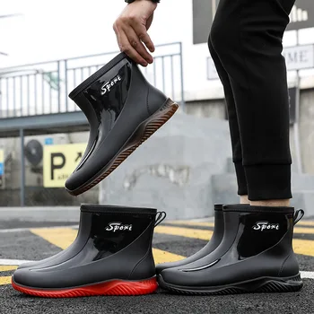 2023 חדש של גברים אופנה אמצע שוק מגפיים עמיד למים זכר מים נעלי Non-להחליק חמים מגפי גומי Rainboots נעליים