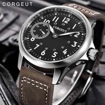 Corgeut גברים זכר צבאי ספורט שעון קלאסי יוקרתי 17 תכשיטים שחף 6497 היד מכני מתפתל זוהר שעון יד