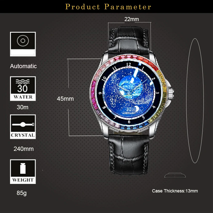AOKULASIC אנשים עסקים חדשים מכאניים שעונים האופנה איש ספורט עמיד למים אוטומטית השעון זוהר שעון יד Relogio Masculino . ' - ' . 3