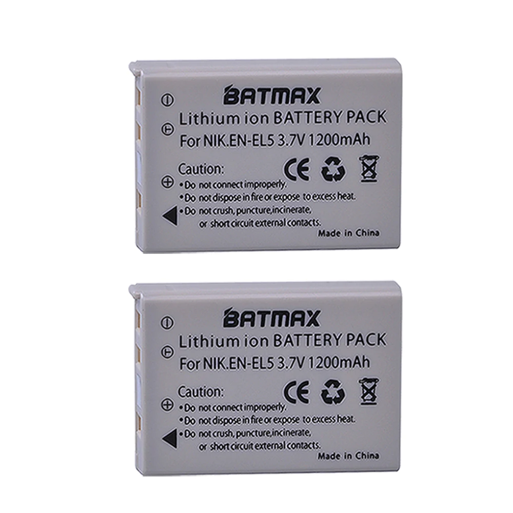 Batmax 2Pcs EN-EL5 EN EL5 EL5 Li-ion סוללה נטענת +Dual USB מטען עבור ניקון מצלמה קולפיקס P80 P90 P100 P500 P510 P520 . ' - ' . 1