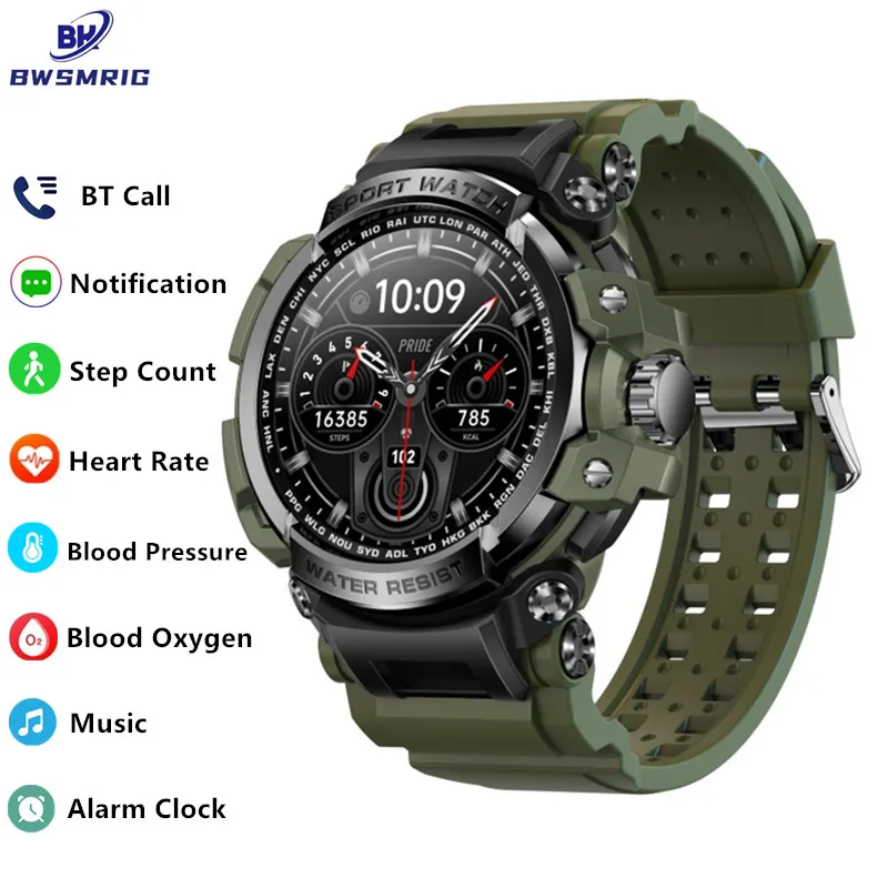 BWSMRIG גברים של שעון חכם Bluetooth שיחה IP68, עמיד למים לחץ דם קצב לב לישון ניטור חיצוני ספורט Smartwatch גברים . ' - ' . 0