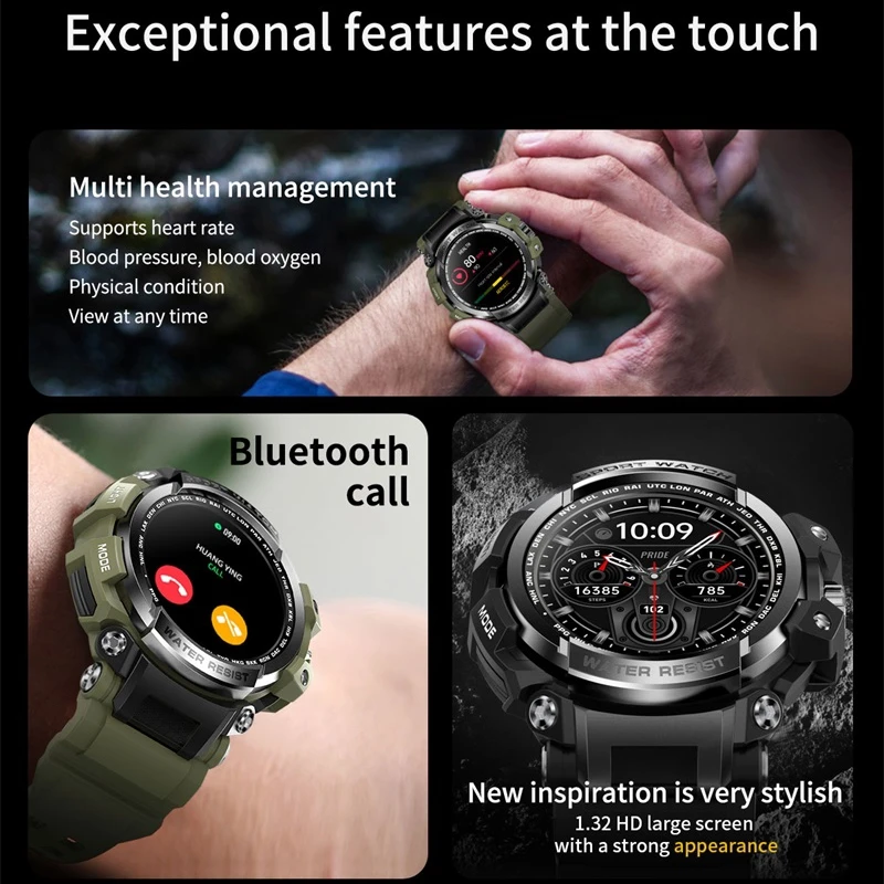 BWSMRIG גברים של שעון חכם Bluetooth שיחה IP68, עמיד למים לחץ דם קצב לב לישון ניטור חיצוני ספורט Smartwatch גברים . ' - ' . 1