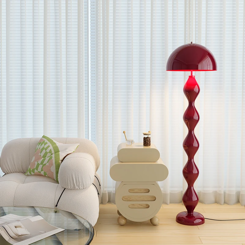 חמאת דלעת מנורת רצפה יושב בחדר ספה Luminaire השינה Macaron יצירתי אישיות ברמה גבוהה אנכי רגל מתג אורות . ' - ' . 1