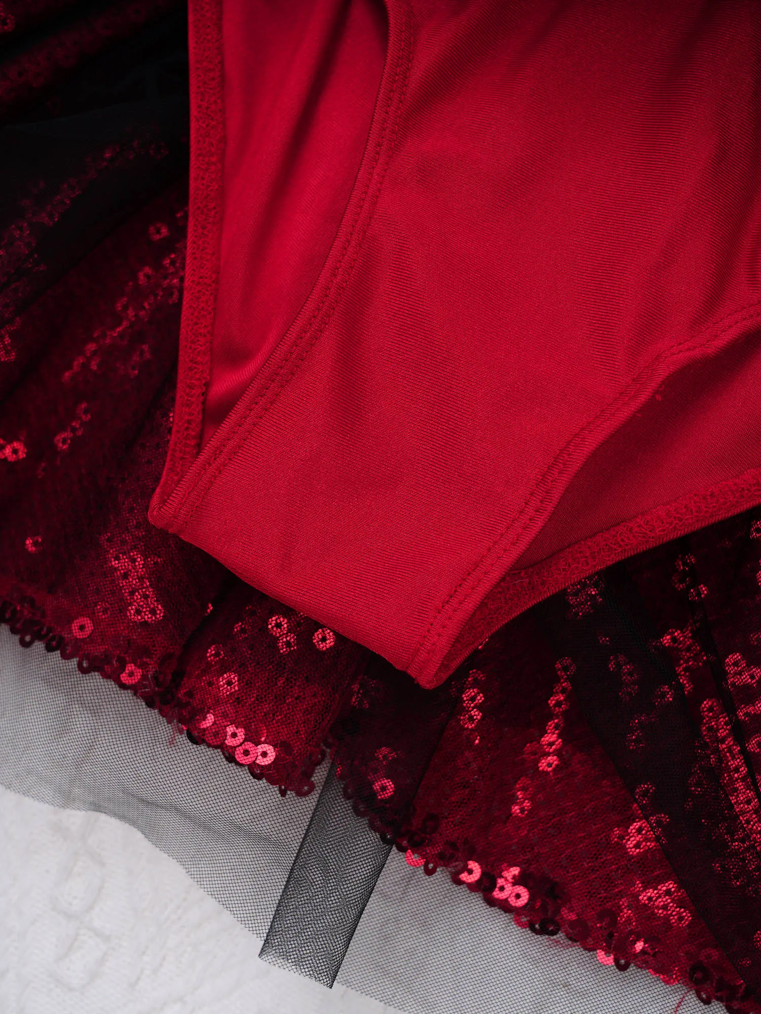 ילדים בנות נוצץ נצנצים ריקוד בלט השמלה האדומה Bowknot שרוולים חג המולד קרקס קרקס מפואר שמלה למעלה חצאית בגד גוף שמלה . ' - ' . 3
